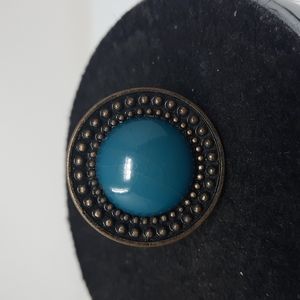 Copper Tone Ring Vintage Style Size 6 Blue/Green Stone